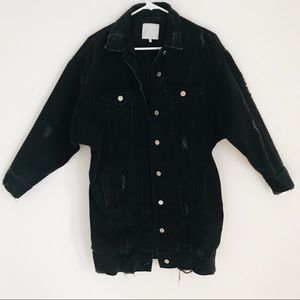 Zara Distressed Black Denim Jacket